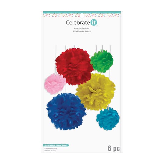 Rainbow Paper Pom-Pom Decorations Kit by Celebrate It&#x2122;